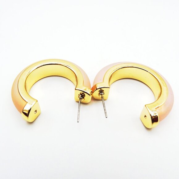 NORDSTROM RACK Gold Plated Blush Color Resin Hoop Earrings - Picture 6 of 8